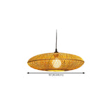 Natural Oriental Bamboo Woven UFO Pendant Light Image - 16