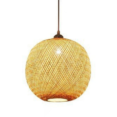 Natural Oriental Bamboo Woven UFO Pendant Light Image - 2