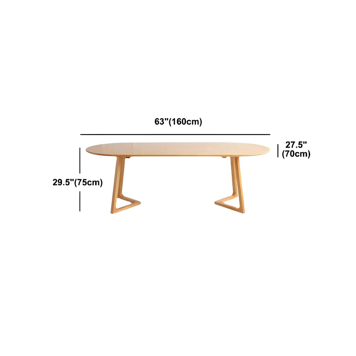 Natural Oval Pine Wood Trestle Conference Desk 6-Person 