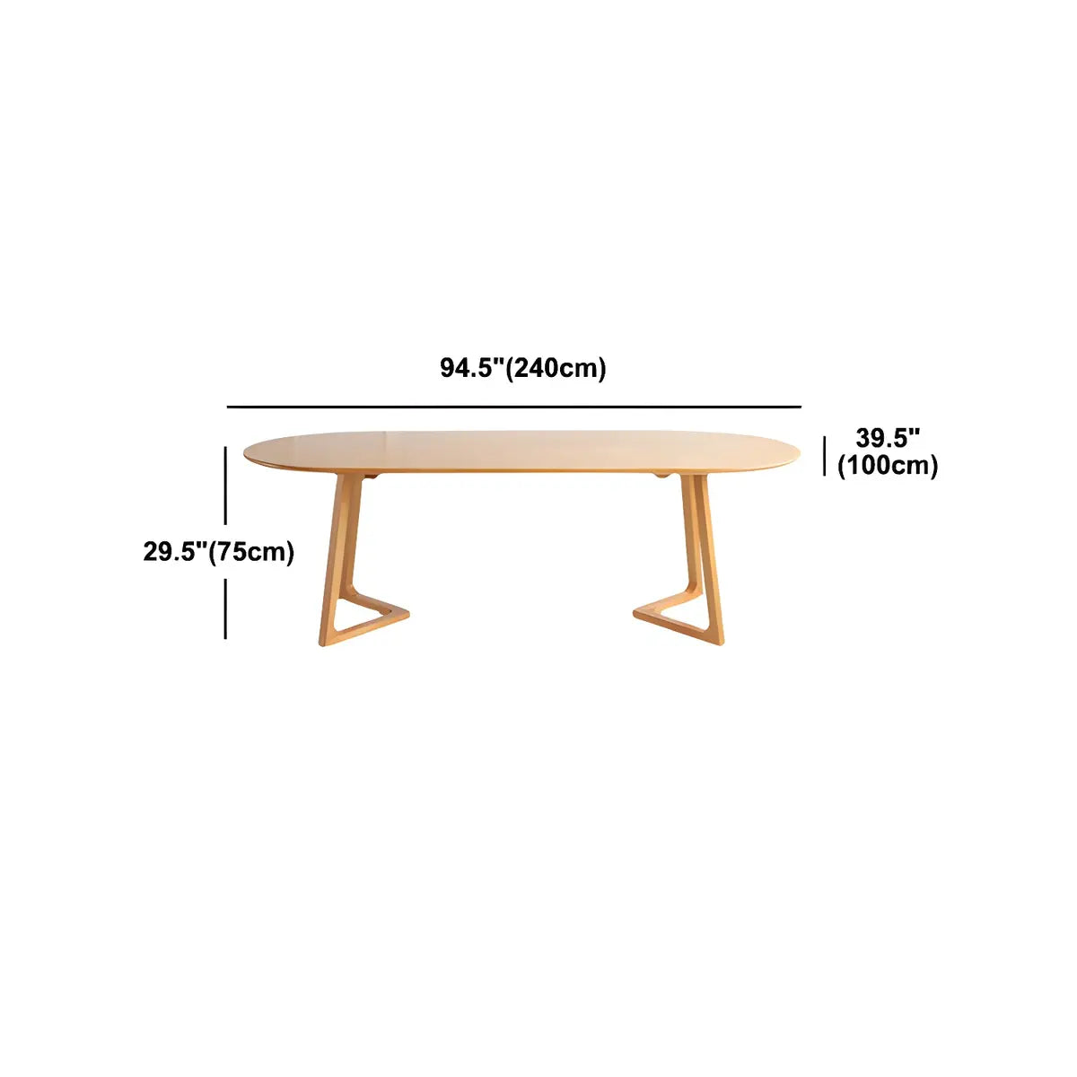 Natural Oval Pine Wood Trestle Conference Desk 6-Person Image - 18