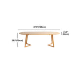 Natural Oval Pine Wood Trestle Conference Desk 6-Person Image - 19