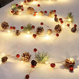 Natural Pinecone Brown String Lights with Berries Image - 11