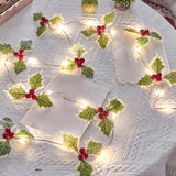 Natural Pinecone Brown String Lights with Berries Image - 13