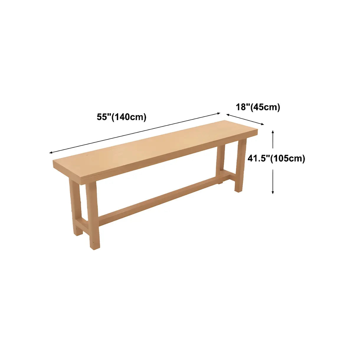 Natural Rectangle Solid Wood Large Bar Table Footrest Image - 10