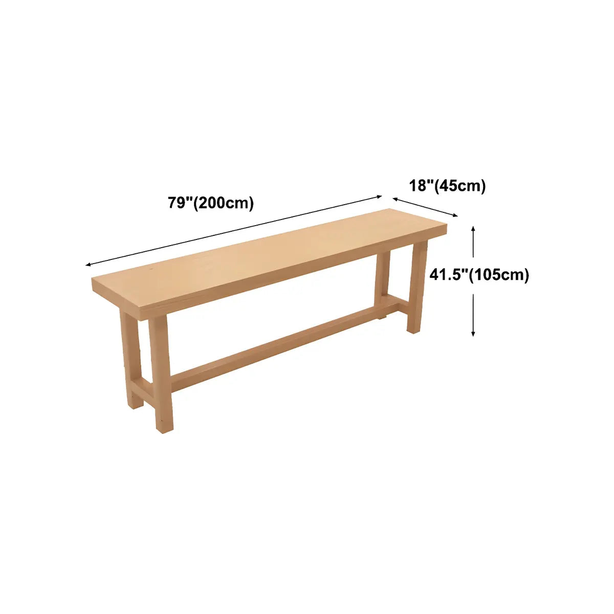 Natural Rectangle Solid Wood Large Bar Table Footrest Image - 13