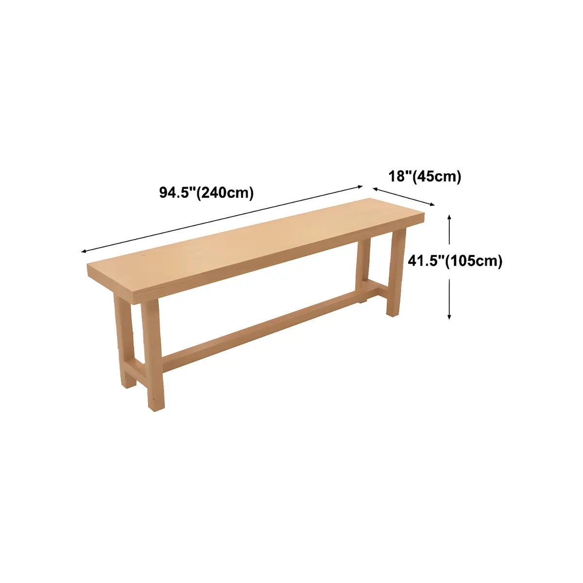 Natural Rectangle Solid Wood Large Bar Table Footrest Image - 15