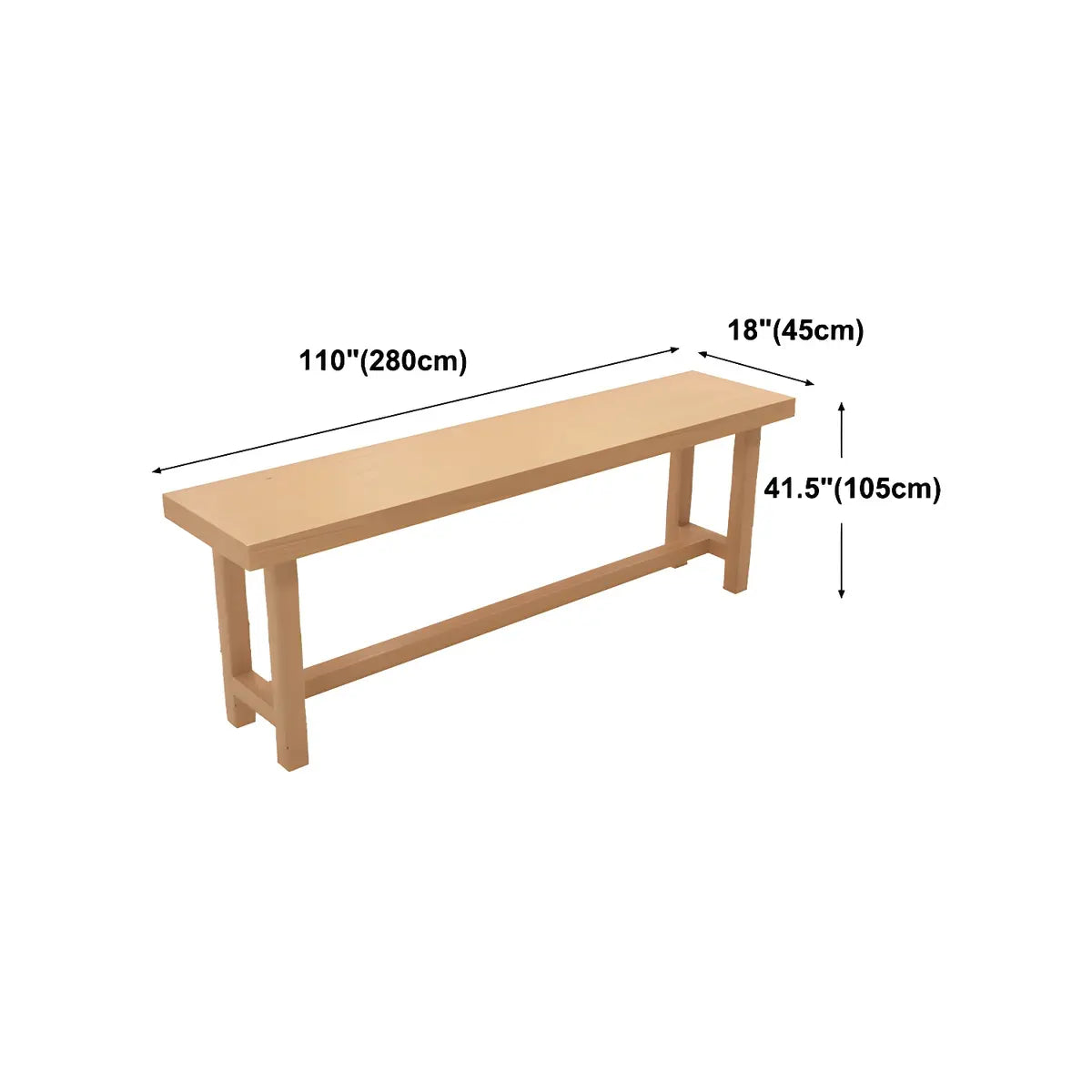 Natural Rectangle Solid Wood Large Bar Table Footrest Image - 16