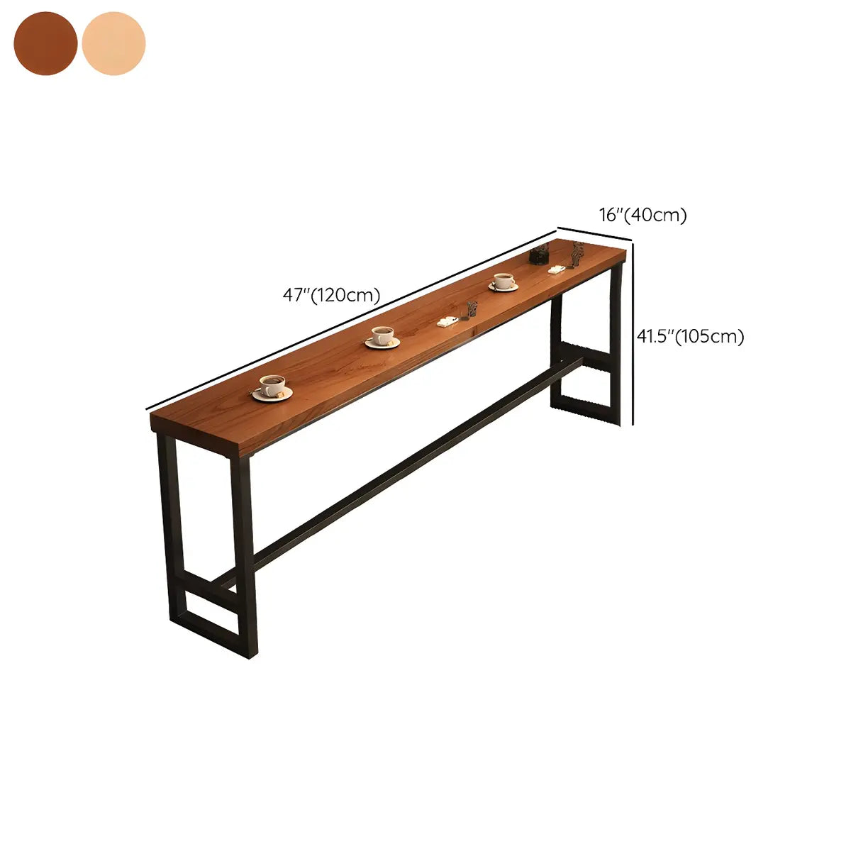 Natural Rectangle Solid Wood Large Long Footrest Bar Table 