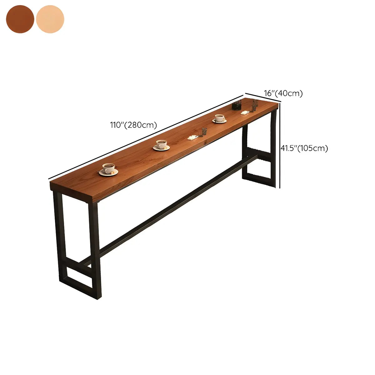 Natural Rectangle Solid Wood Large Long Footrest Bar Table Image - 19