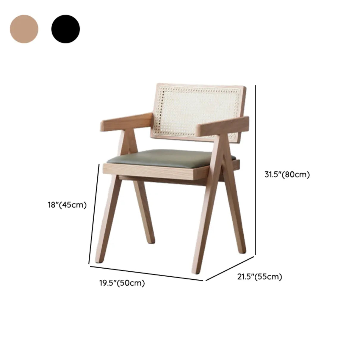 Natural Rectangle Wood Armchair Woven Dining Chair 