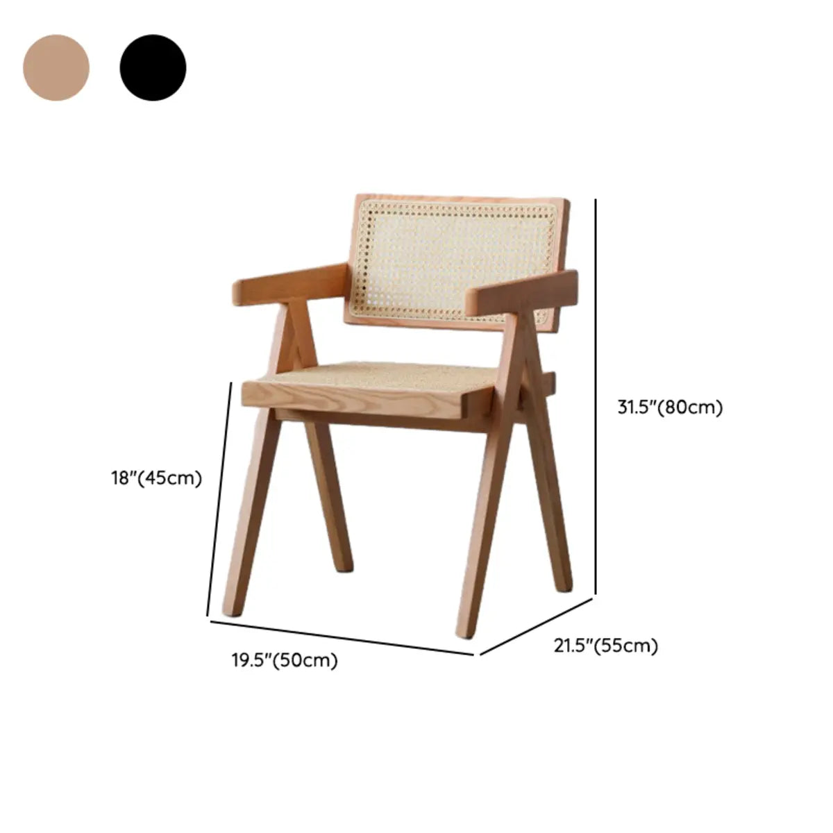 Natural Rectangle Wood Armchair Woven Dining Chair Image - 14