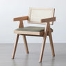 Natural Rectangle Wood Armchair Woven Dining Chair Image - 8