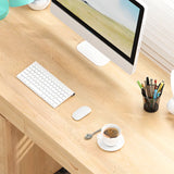 Natural Rectangle Wood Soft Close Drawer Computer Desk Image - 11