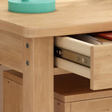 Natural Rectangle Wood Soft Close Drawer Computer Desk Image - 7