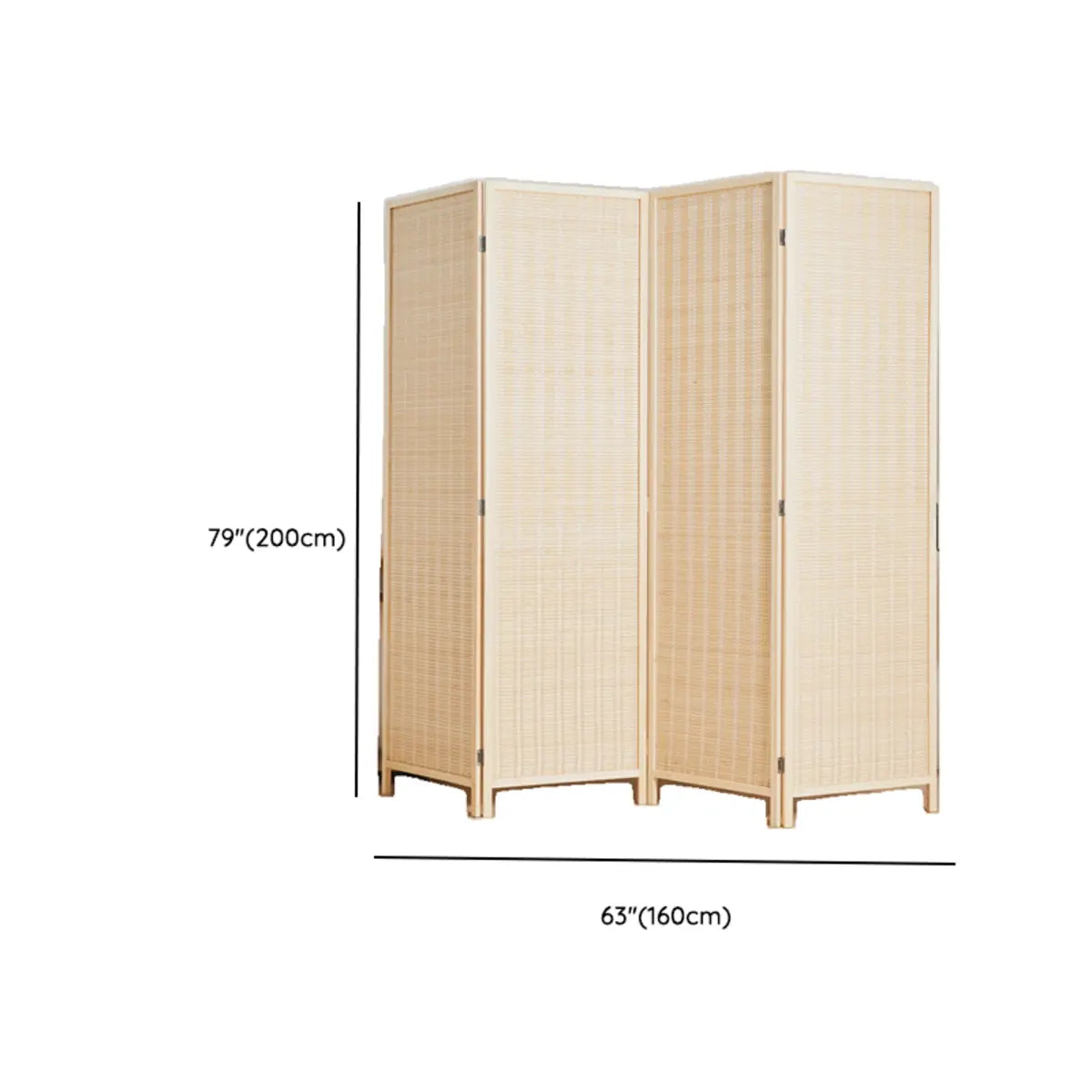 Natural Rectangular Bamboo Folding Privacy Room Divider Image - 10