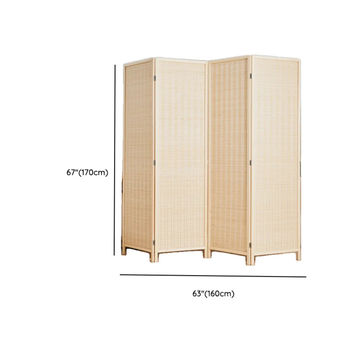 Natural Rectangular Bamboo Folding Privacy Room Divider Image - 12