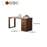 Natural Rectangular Wood Pedestal Drawers Writing Desk #size