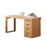 Natural Rectangular Wood Pedestal Drawers Writing Desk Image - 3