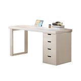 Natural Rectangular Wood Pedestal Drawers Writing Desk Image - 9