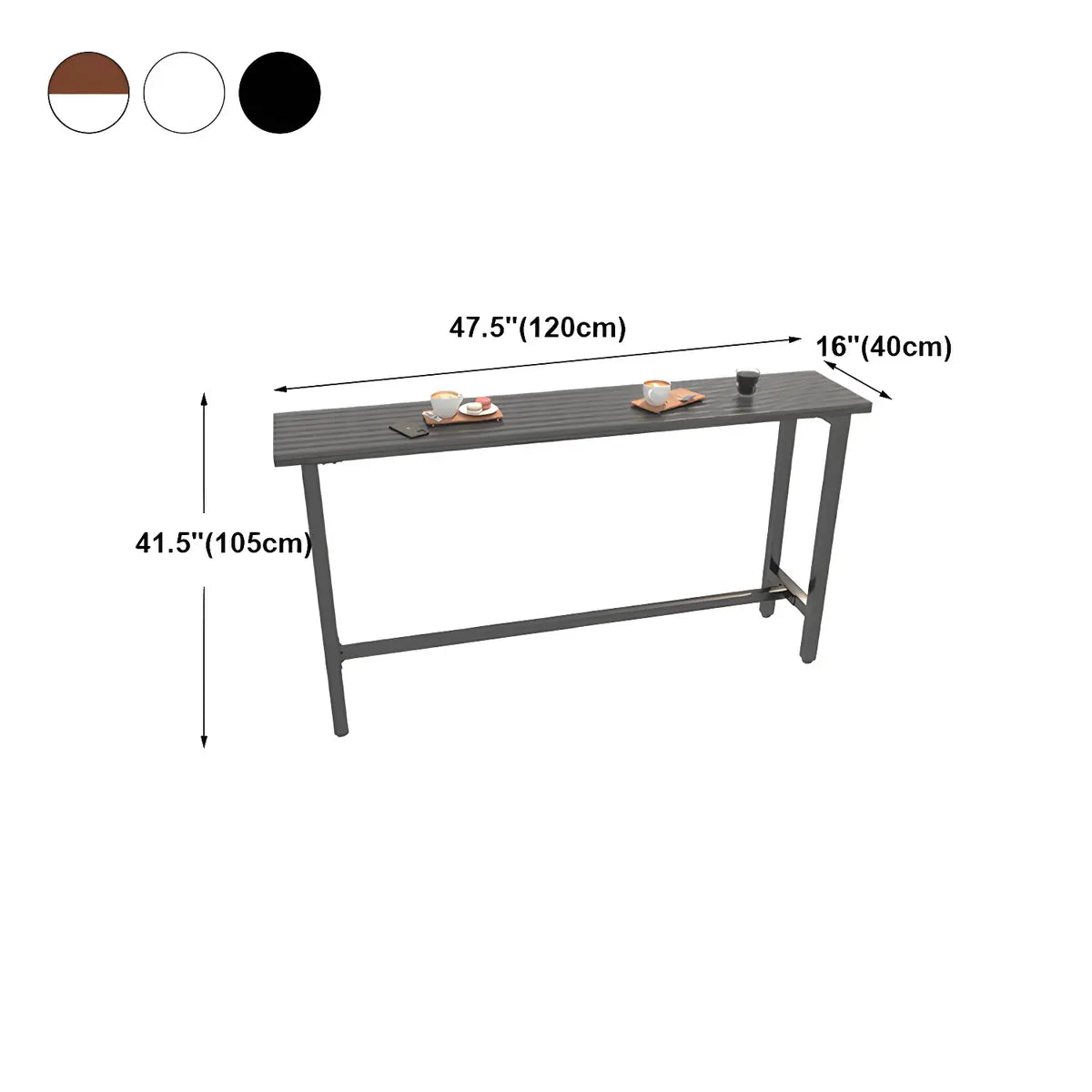 Natural Rectangular Wood Tall Bar Bistro Table With Footrest 