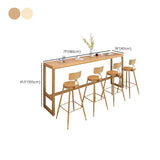 Natural Rectangular Wood Tall Dining Pub Bar Table with Rest Image - 12