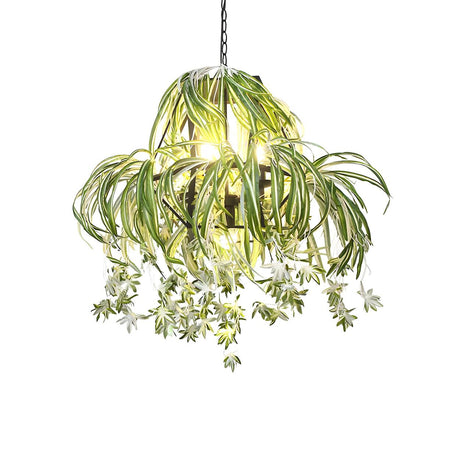 Natural Restaurant Botanical Greenery and Flower Chandelier Image - 2