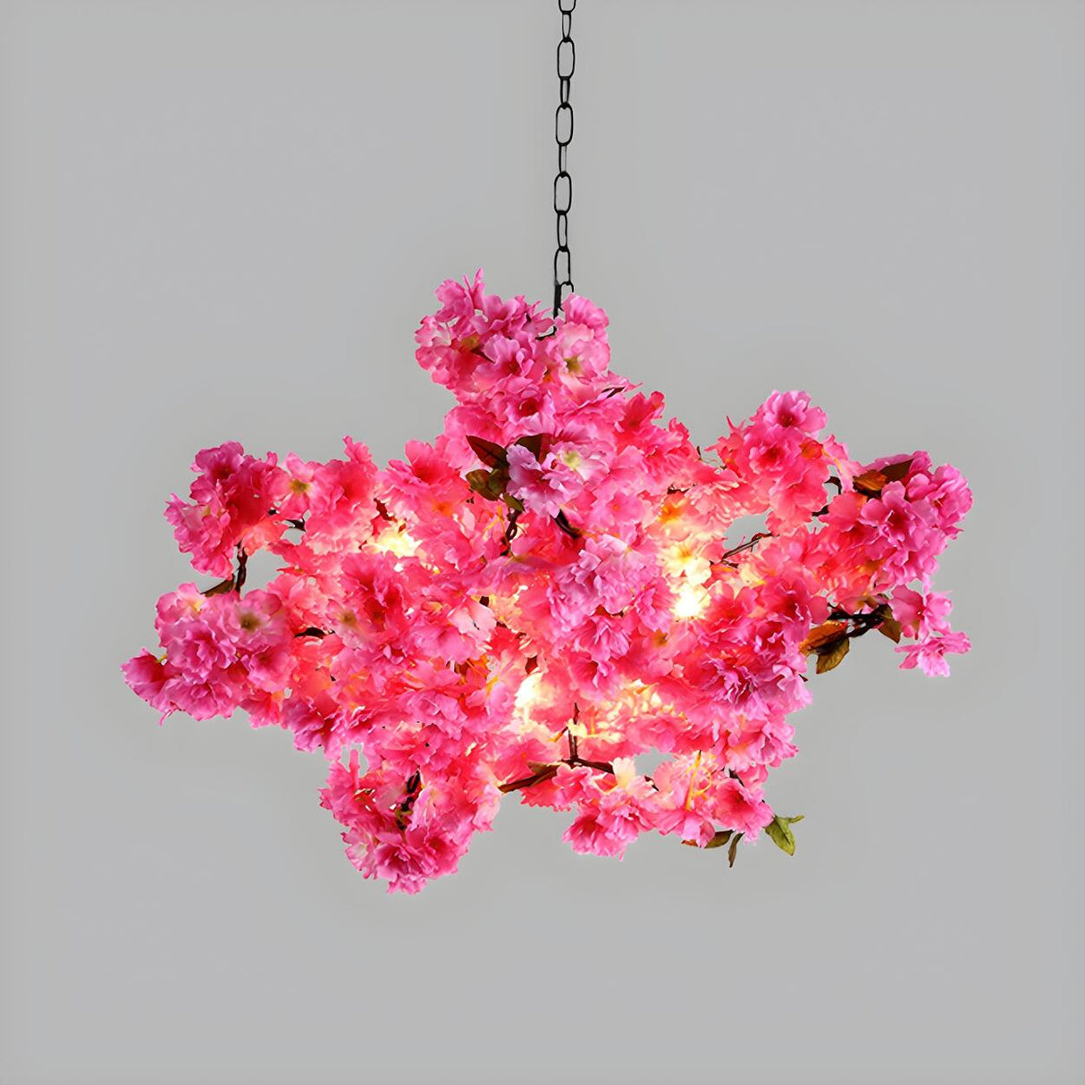 Natural Restaurant Floral Pink Blossom Chandelier Image - 4