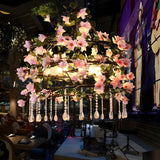 Natural Restaurant Tiered Pink Floral Crystal Chandelier Image - 2