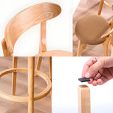 Natural Round Beech Cotton Backrest Wood Bar Stool Image - 11