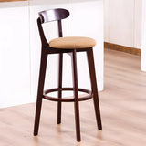 Natural Round Beech Cotton Backrest Wood Bar Stool Image - 12