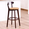 Natural Round Beech Cotton Backrest Wood Bar Stool Image - 12