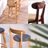 Natural Round Beech Cotton Backrest Wood Bar Stool Image - 13