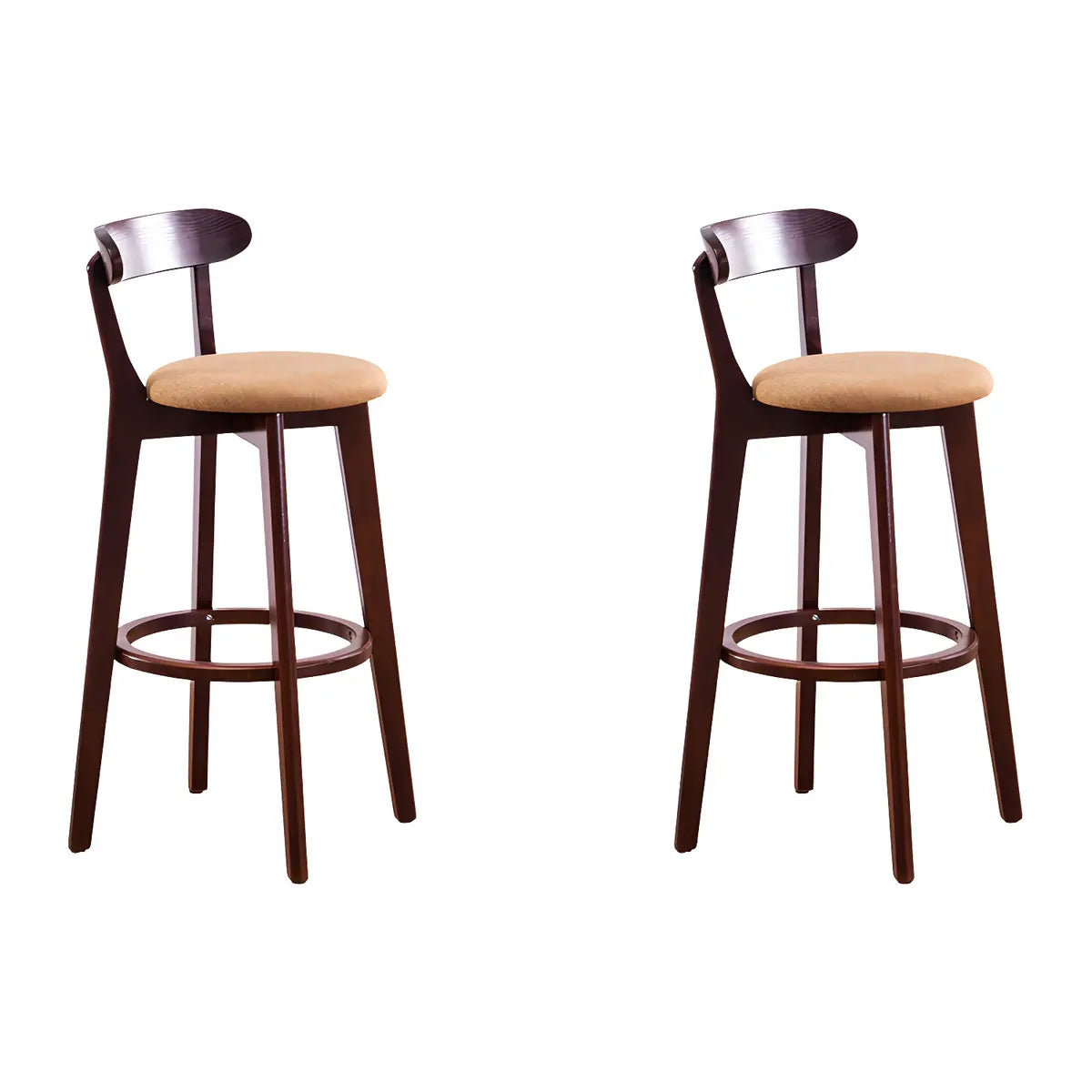 Natural Round Beech Cotton Backrest Wood Bar Stool Image - 14