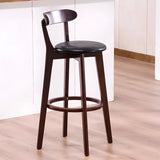 Natural Round Beech Cotton Backrest Wood Bar Stool Image - 17