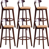 Natural Round Beech Cotton Backrest Wood Bar Stool Image - 18