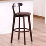 Natural Round Beech Cotton Backrest Wood Bar Stool Image - 22