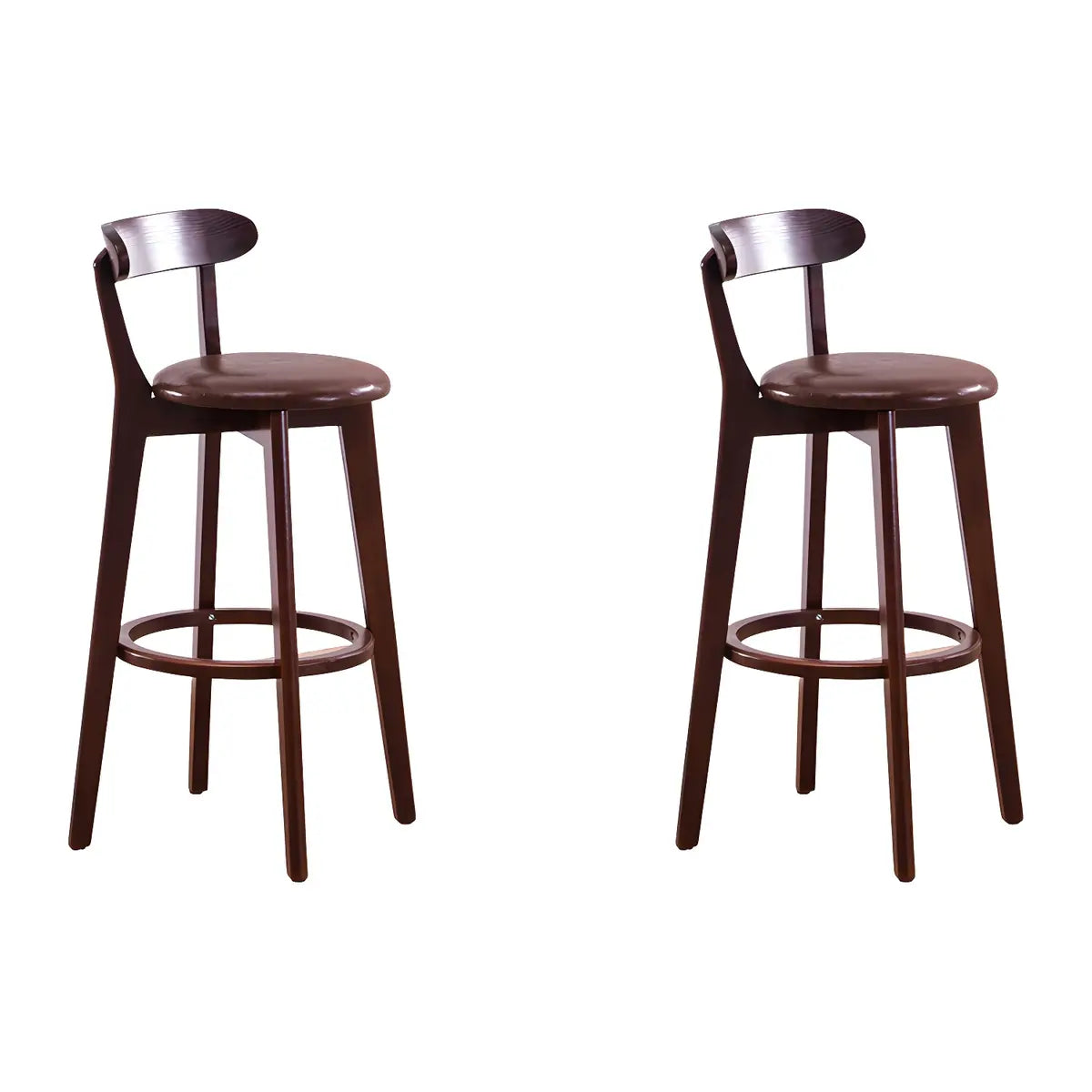 Natural Round Beech Cotton Backrest Wood Bar Stool Image - 24