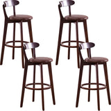 Natural Round Beech Cotton Backrest Wood Bar Stool Image - 26