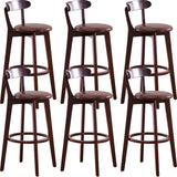 Natural Round Beech Cotton Backrest Wood Bar Stool Image - 27