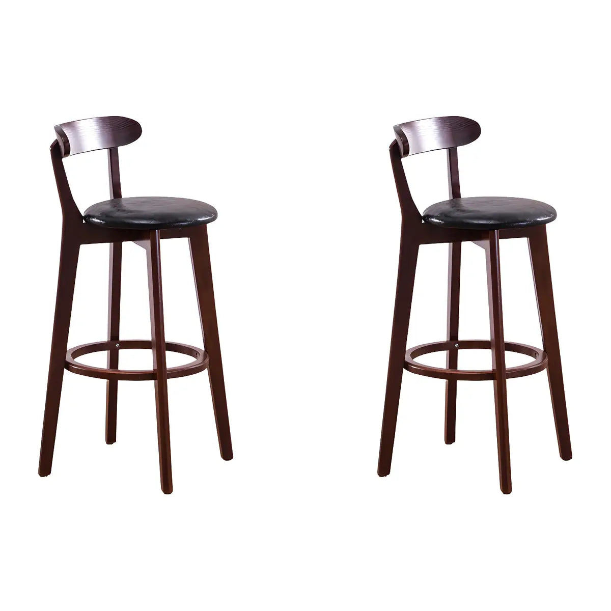 Natural Round Beech Cotton Backrest Wood Bar Stool Image - 3