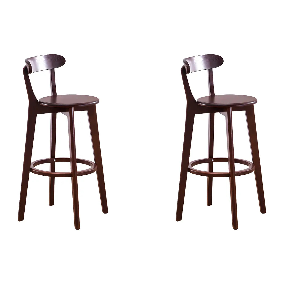 Natural Round Beech Cotton Backrest Wood Bar Stool Image - 30