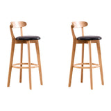 Natural Round Beech Cotton Backrest Wood Bar Stool Image - 35