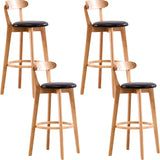 Natural Round Beech Cotton Backrest Wood Bar Stool Image - 36