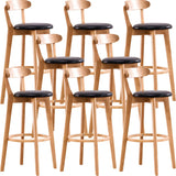 Natural Round Beech Cotton Backrest Wood Bar Stool Image - 38