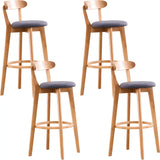 Natural Round Beech Cotton Backrest Wood Bar Stool Image - 41