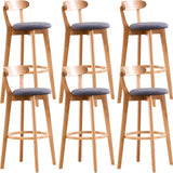 Natural Round Beech Cotton Backrest Wood Bar Stool Image - 42