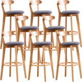 Natural Round Beech Cotton Backrest Wood Bar Stool Image - 43