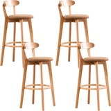 Natural Round Beech Cotton Backrest Wood Bar Stool Image - 46