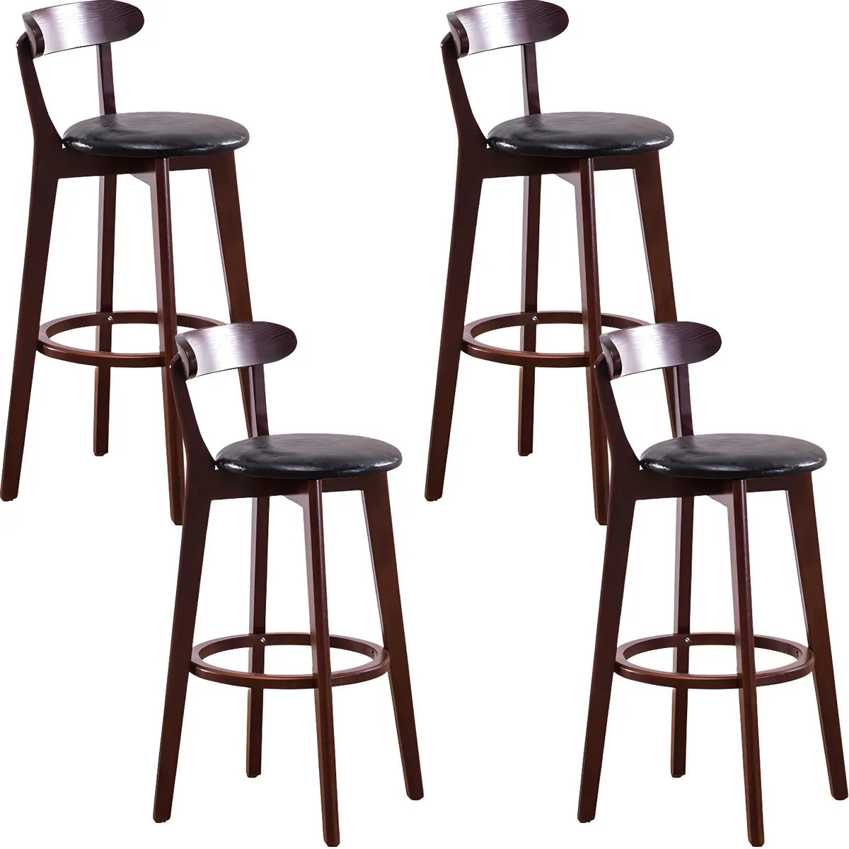 Natural Round Beech Cotton Backrest Wood Bar Stool Image - 5