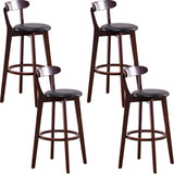 Natural Round Beech Cotton Backrest Wood Bar Stool Image - 5